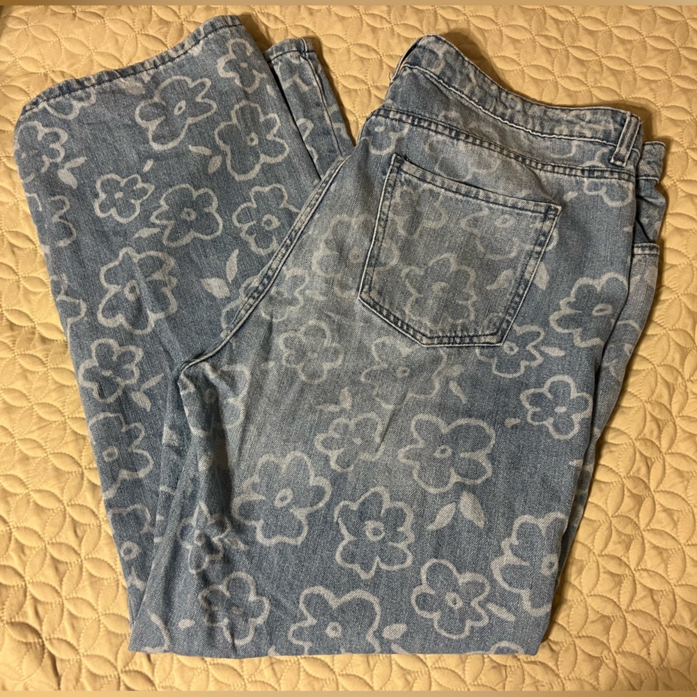 Floral Print Denim Jeans